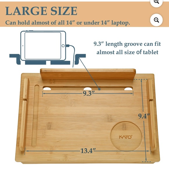 Bamboo Bedside Shelf with Cup Holder - Picture 3 of 7